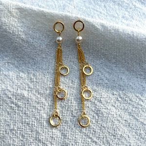 Gold Filled Pearl Dangling Earrings | Gold